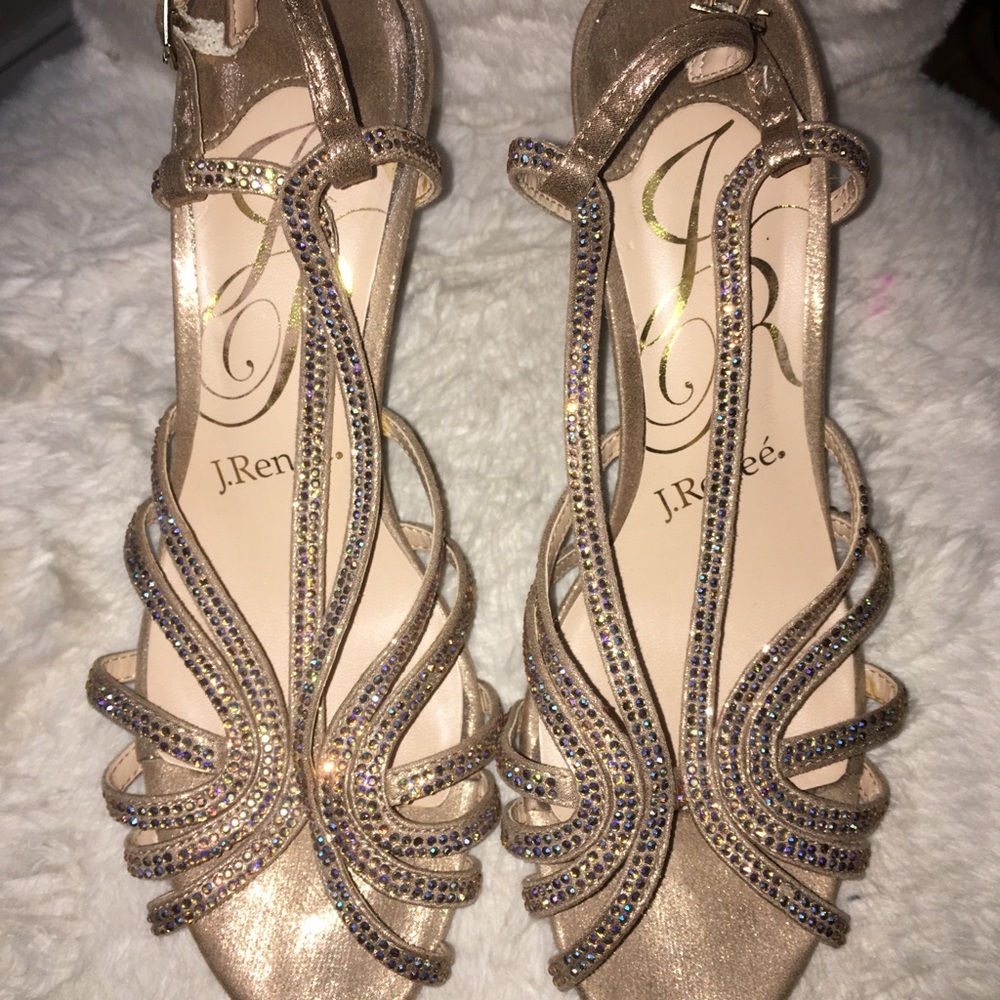 Sparkly gold high heels